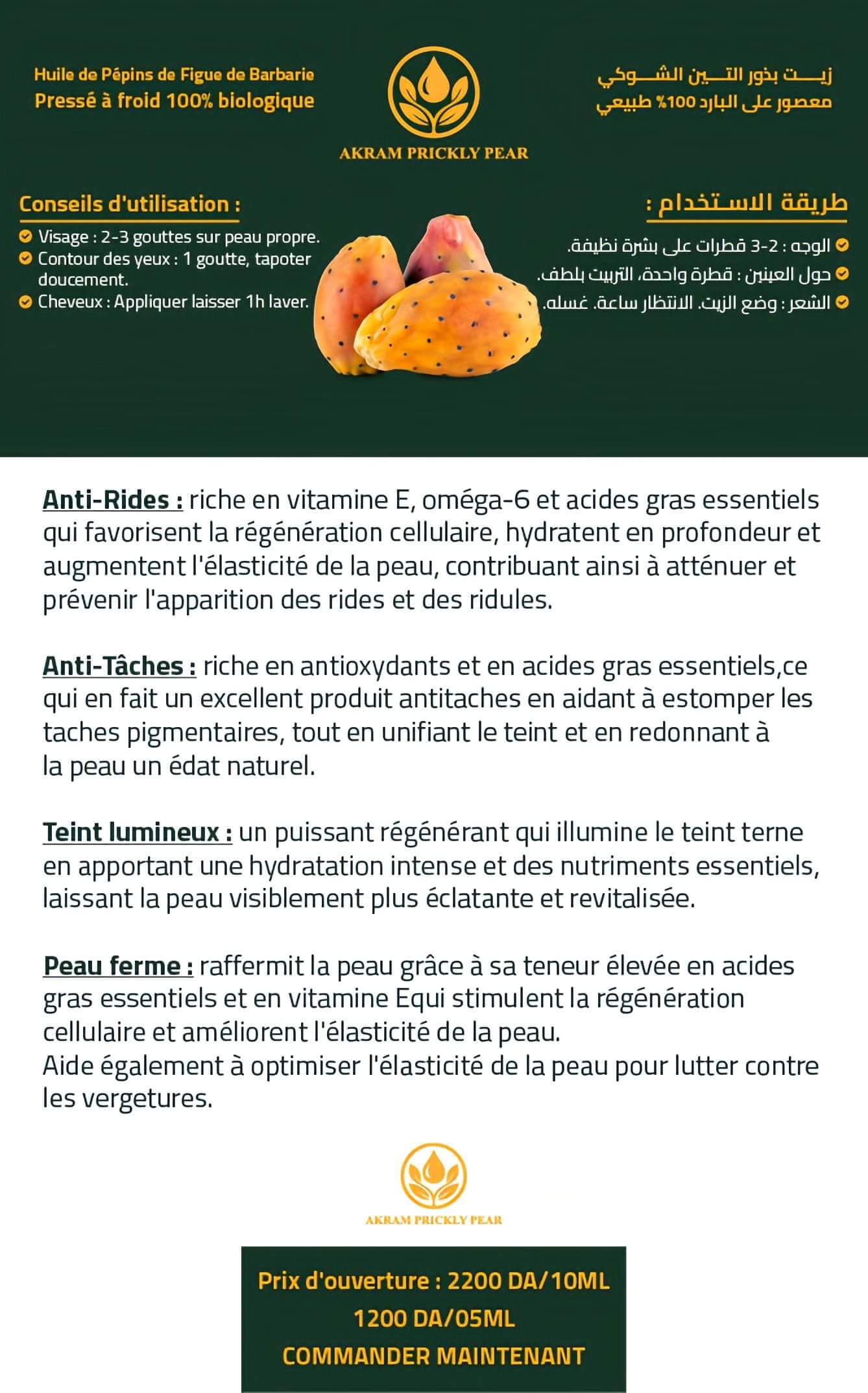 Infographie détaillée – Huile de pépins de figue de barbarie